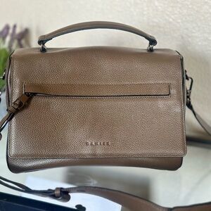 Danier Taupe Leather Top-Handle Crossbody Bag